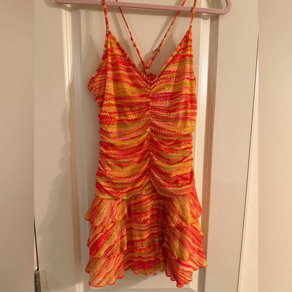 Vibrant Multicolor Strappy Dress with Ruffles